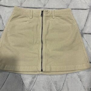 American Eagle Women's Skirt Cream Size 6 Corduroy Super Hi-Rise A-Line Full Zip